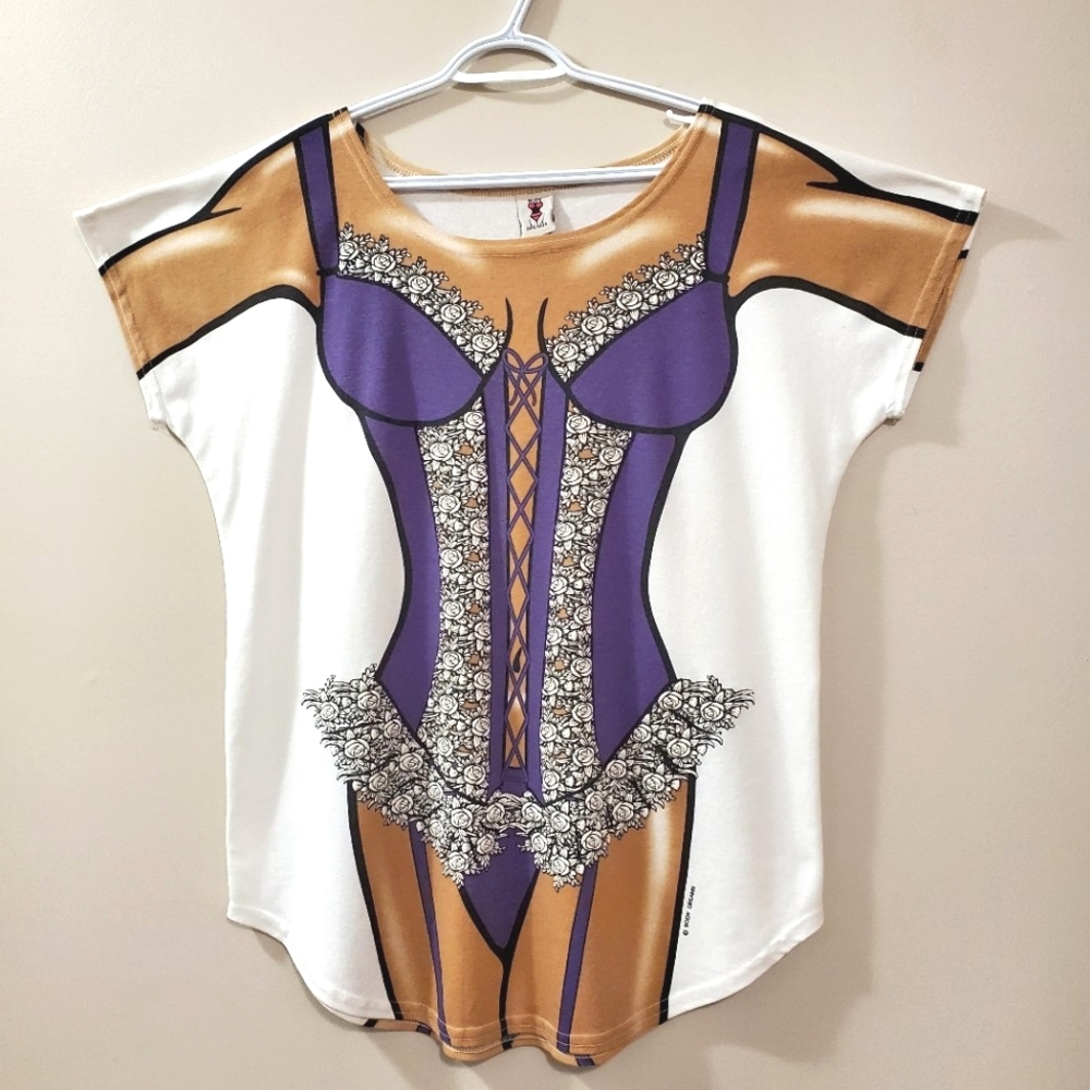 Vintage Purple and Tan Body Glove Lingerie Tshirt